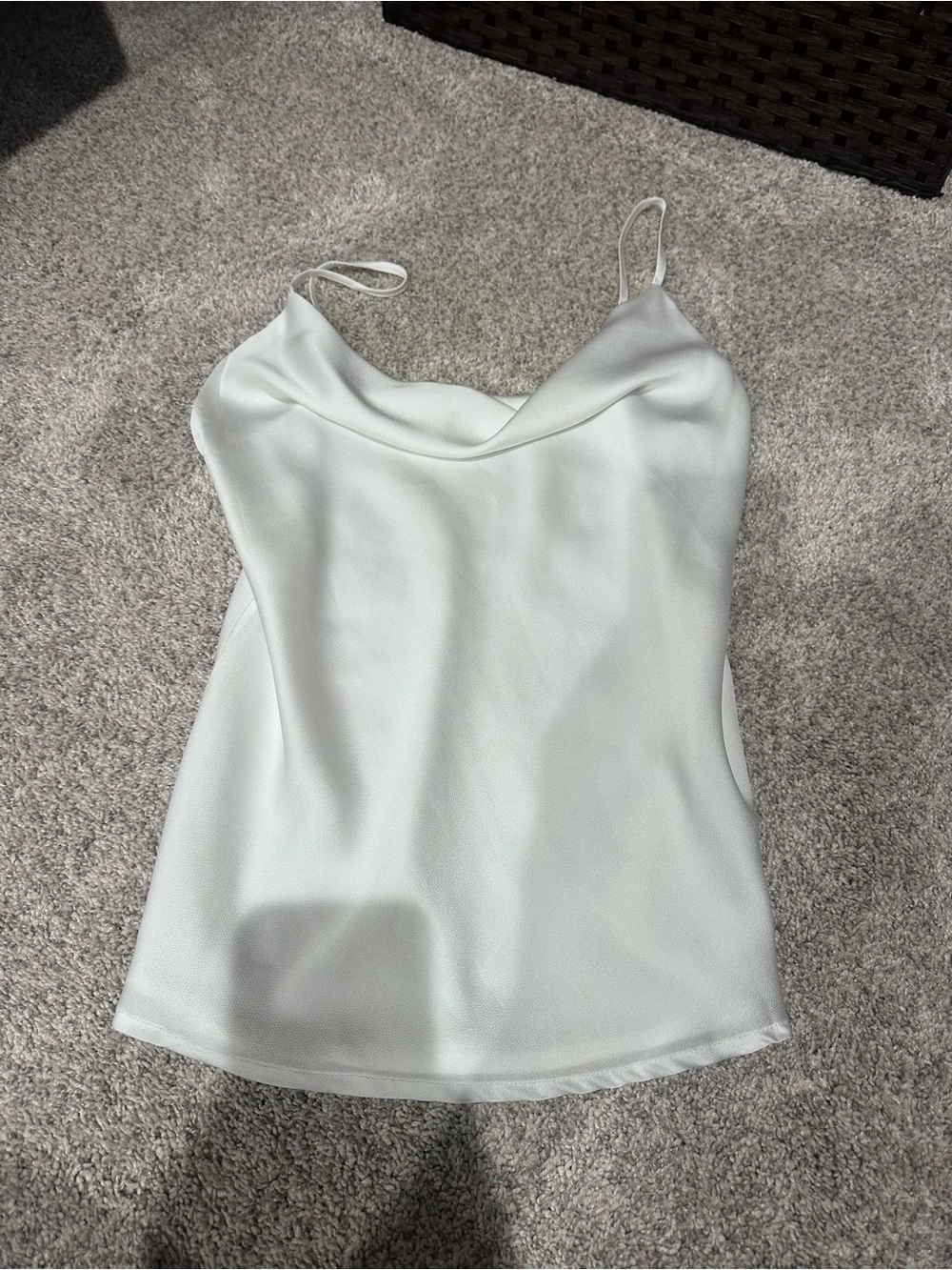 White Cowl Neck Spaghetti Strap Top